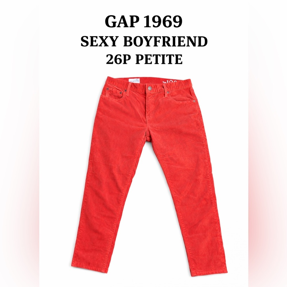 Gap 1969 Sexy Boyfriend Corduroy Jeans Red Petite 26P